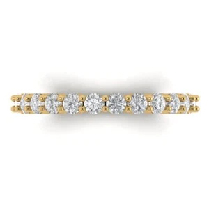 1.2 ctw Zirconia Diamond Women's Wedding Band | Stackable 14K Yellow Gold Ring - Picture 1 of 5