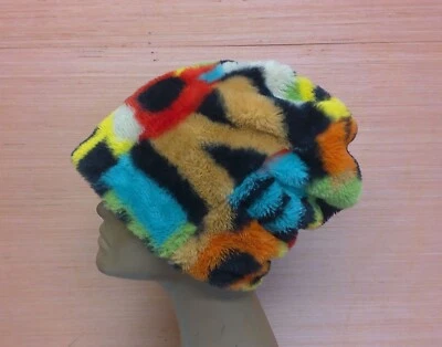 Furry Faux Fur Colorful Alphabet Beanie Toboggan Hat Women's OSFA - Image 1 of 4