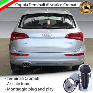 COPPIA TERMINALI DI SCARICO PER MARMITTA FINALINO CROMATO INOX AUDI Q5 8R TONDI - Foto 1 di 11
