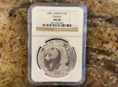 2001 1 oz 10 Yuan China Silver Panda Coin MS 68 - Image 1 of 2