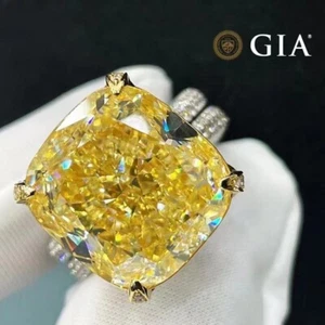 GIA 20CT VS2 Fancy Yellow Diamond Engagement Ring 18K Gold. - Picture 1 of 6