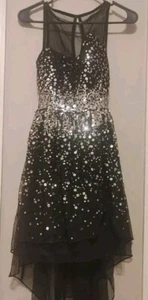 Ruby Rox Womens Sz7 Black Party Dress W/ Silver Sequins Witchy Grungy Sparkle - Picture 1 of 11