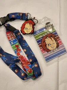 Chucky Child's Play Good Guys Wanna Play Horror Movie Lanyard ID Holder NEW - Picture 1 of 11