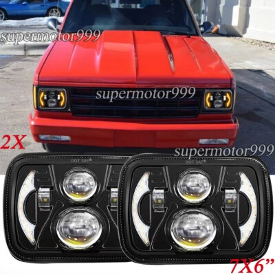 Pair Fit 1982-93 Chevy S10 GMC S15 5x7 7x6" LED Headlights DRL Hi/Lo Turn Signal - Image 1 of 4