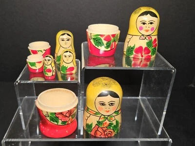 Bambola russa nido set 5 pezzi vintage dipinta a mano URSS autentica - Immagine 1 di 4