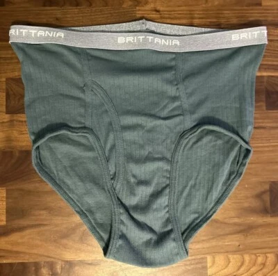 Vintage Brittania Green Ribbed Cotton Full Brief Large 32-36” Waist NWOT — 第 1/4 张图片