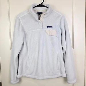 PATAGONIA Women's Synchilla T-snap White Pull-Over Fleece Jacket Sweater Size: M - Picture 1 of 3