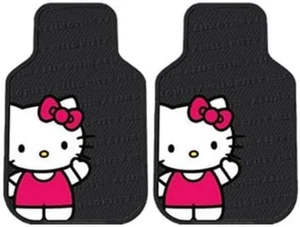 Hello Kitty Core Sanrio 2Pc Front Black Rubber Universal Car Truck Floor Mats Se - Picture 1 of 1