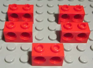 Lego Technic piedra perforada con dos agujeros 1x2 rojo 5 piezas - Imagen 1 de 1