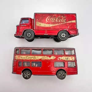 1973 Corgi Juniors Daimler Fleetline London Double-Decker Coca-Cola Bus & Truck - Picture 1 of 7