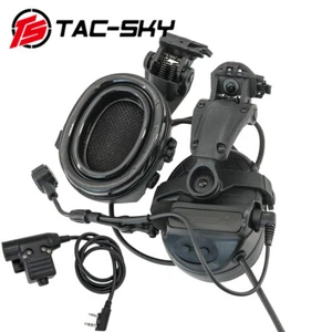 TS TAC-SKY ARC Rail Helmet Bracket TSC5 Pro Electronic Tactical Headset + PTT - Picture 1 of 13