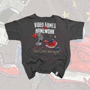 Urban Pipeline Video Games vs Homework Shirt Y2K Youth XL School Funny Humor - Picture 1 of 6