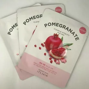 3 pack POMEGRANATE Clean & Vitality KOREAN It's Skin MASK SHEETS - Made in Korea - Picture 1 of 4