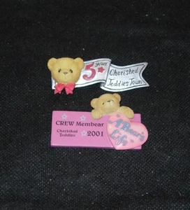 Cherished Teddies pinback, lot of 2,Crew Member 2001, 5 years - Picture 1 of 2