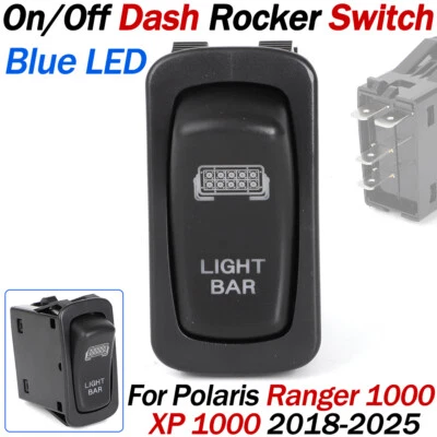For 2018-25 Polaris Ranger XP 1000 On/Off Dash Rocker Switch Blue LED -LIGHT BAR - Image 1 of 4