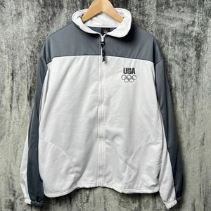 US Olympic Committee White Fleece Full Zip Jacket Team USA Mens Size XL Vintage - Picture 1 of 6