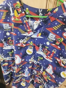 LOONEY TUNES V-NECK SCRUB TOP  Bugs Marvin  The Martian Xxl - Picture 1 of 2