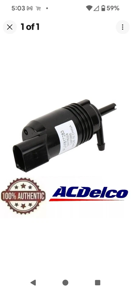 Bomba lavadora delantera parabrisas Chevrolet Malibu Blazer 2014-21 GM 84518407 OEM NUEVA Foto 1 de 1