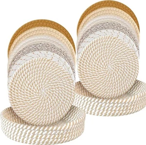 12 Pezzi Sottopiatti per Piatti Caldi, Pentole Calde e Padelle con Cestello Portaoggetti 7 Calore - Foto 1 di 12