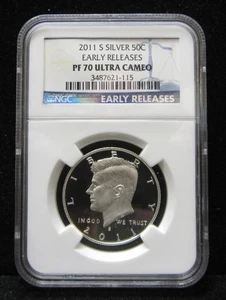 2011-S PROOF SILVER KENNEDY HALF DOLLAR - NGC PF 70 ULTRA CAMEO EARLY RELEASES - Picture 1 of 4