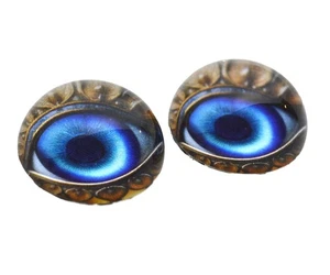 Paar hohe Kuppel blau verziert böser Blick Halbkugel Glasaugen Taxidermie Schmuck - Bild 1 von 6