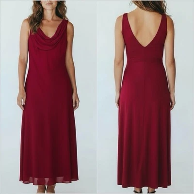 Vintage 90’s Lauren Ralph Lauren Women’s Red Sleeveless Silk Midi Evening Dress - Image 1 of 4