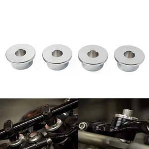 4x Chrome Handlebar Riser Bushings Mounts For Harley Softail Dyna Sportster 883 - Picture 1 of 11