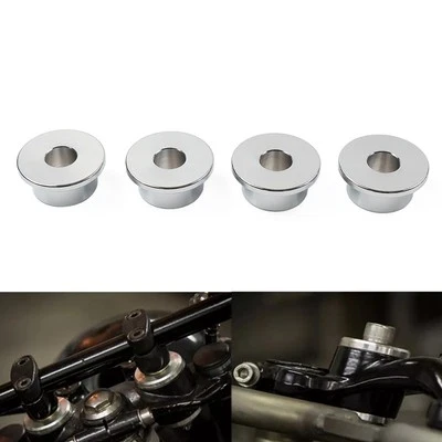 4x Chrome Handlebar Riser Bushings Mounts For Harley Softail Dyna Sportster 883 - Image 1 of 4