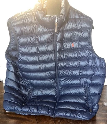 Ralph Lauren 冬季背心-海军蓝带红色小马标志-4xb — 第 1/4 张图片