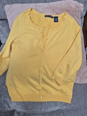 Suéter Cárdigan Arquitecto Para Mujer Amarillo Botón Frontal Lindo Preppy Años 90 Talla M Foto 1 de 4