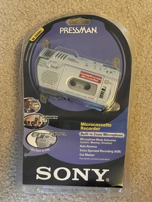 NOS Sony Pressman M-200MC Microcassette Recorder Pop-Up Zoom Microphone - Image 1 of 2