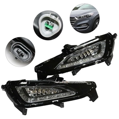Pair DRL LED Daytime Running Lights Fog Lamp RH+LH For 2015-2017 Hyundai Tucson - Image 1 of 4