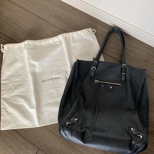 BALENCIAGA Papier Leather Shoulder Bag Black from Japan N7303 Excellent - Picture 1 of 10