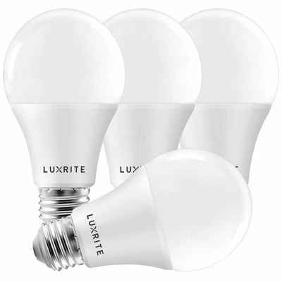 4x Luxrite A19 LED Bulb 100W Equivalent 4000K Enclosed Fixture Rated 1600lm E26 - Image 1 of 4