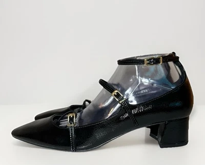 ZARA Imitación Charol Mary Jane Negro Tirantes Bloque Tacones EE. UU. 9 UE 40 NUEVO Foto 1 de 4