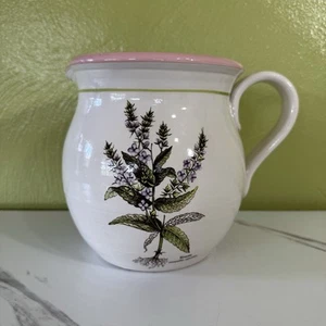 Italian Himark 6.5” T Ceramic Pitcher Veronica Anagallis Aquatic Floral Design - Picture 1 of 16