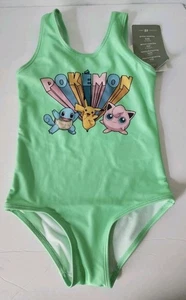 Girls Pokémon H & M One Piece Swimsuit Size 3T / 4T NWT Green - Picture 1 of 11