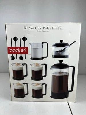 NEW Bodum Brazil Glass Coffee Press 12 Piece Set Rare New Open Box - Image 1 of 4