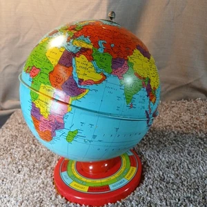 J. CHEIN & COMPANY Metal World Globe 7,5" Mappa Politica Terra Stagioni Solstizio - Foto 1 di 10