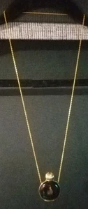 Vintage LANVIN Paris Vintage Rare Black Gold Logo Bottle Chain Necklace Perfume - Bild 1 von 24