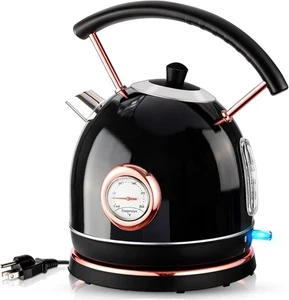Hervidor eléctrico retro, tetera de acero inoxidable de 1,7 L con gran temperatura... - Imagen 1 de 7