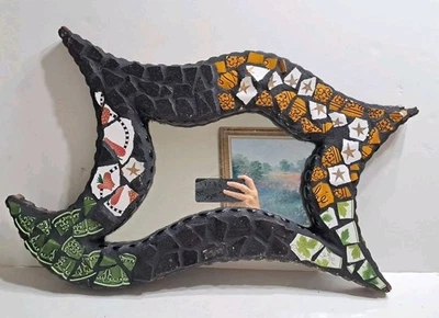 Espejo de mosaico retro de mediados de siglo con forma irregular Foto 1 de 4