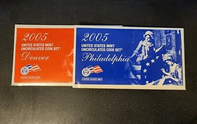 2005 Mint Set Original Envelope 22 Brilliant Uncirculated US Coins Satin Finish - Image 1 of 2