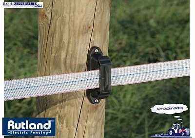 Rutland Wood Post Tape & Rope Clip Insulator Packs of 10no - Multi Purpose