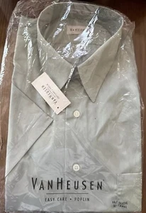 Van Heusen Half Sleeve Easy Care Poplin Dress Shirt Size 16 Large New With Tags - Picture 1 of 9