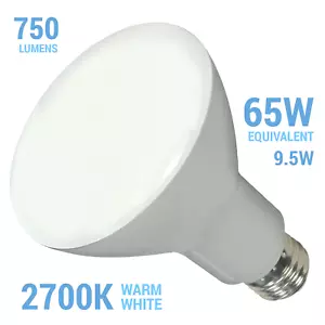 Satco S9620 105° Very Wide Flood LED 9.5W =65W BR30 Medium E26 2700K Warm White - Picture 1 of 6