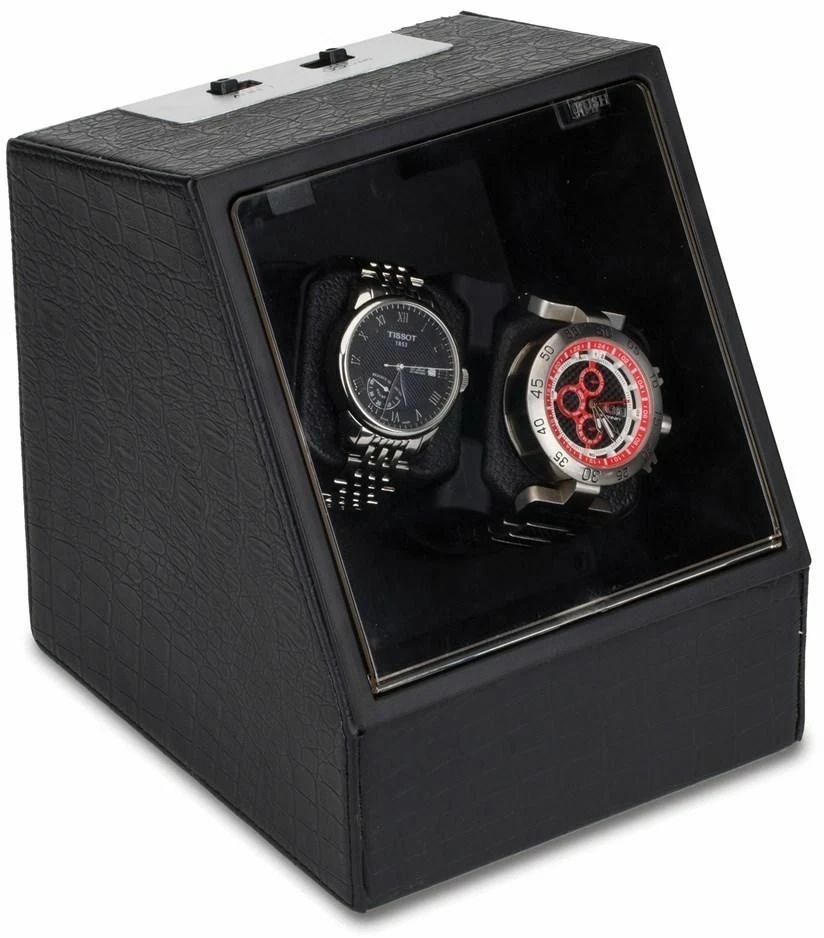 Enrollador de reloj doble de cuero sintético negro Rotations Foto 1 de 1