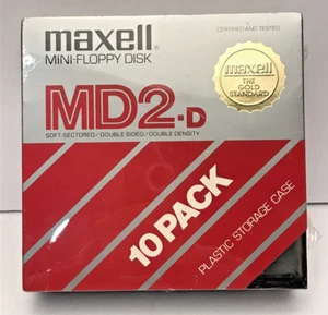 Mini disquette Maxell MD2-D 5 1/4 pouces scellée en usine avec étui de rangement en plastique - Photo 1/5