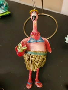 Tropical Flamingo Tourist Hula Skirt Bikini Sandals Beach  6” Christmas Ornament - Picture 1 of 7