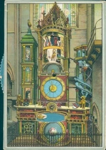 MECHANICAL Postcard, Astronomical Clock, Strasbourg, Workable Wheel; Unused NM - Picture 1 of 2